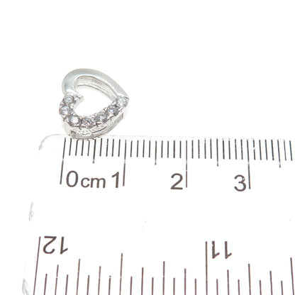 925 Sterling Silver Round-Cut C Z Heart Minimalist Slide Charm Pendant