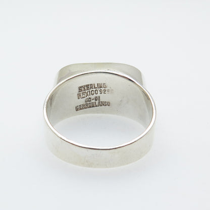 CERRO BLANCO Sterling Vintage Mexico Real Black Onyx Modernist Ring Size 11.25