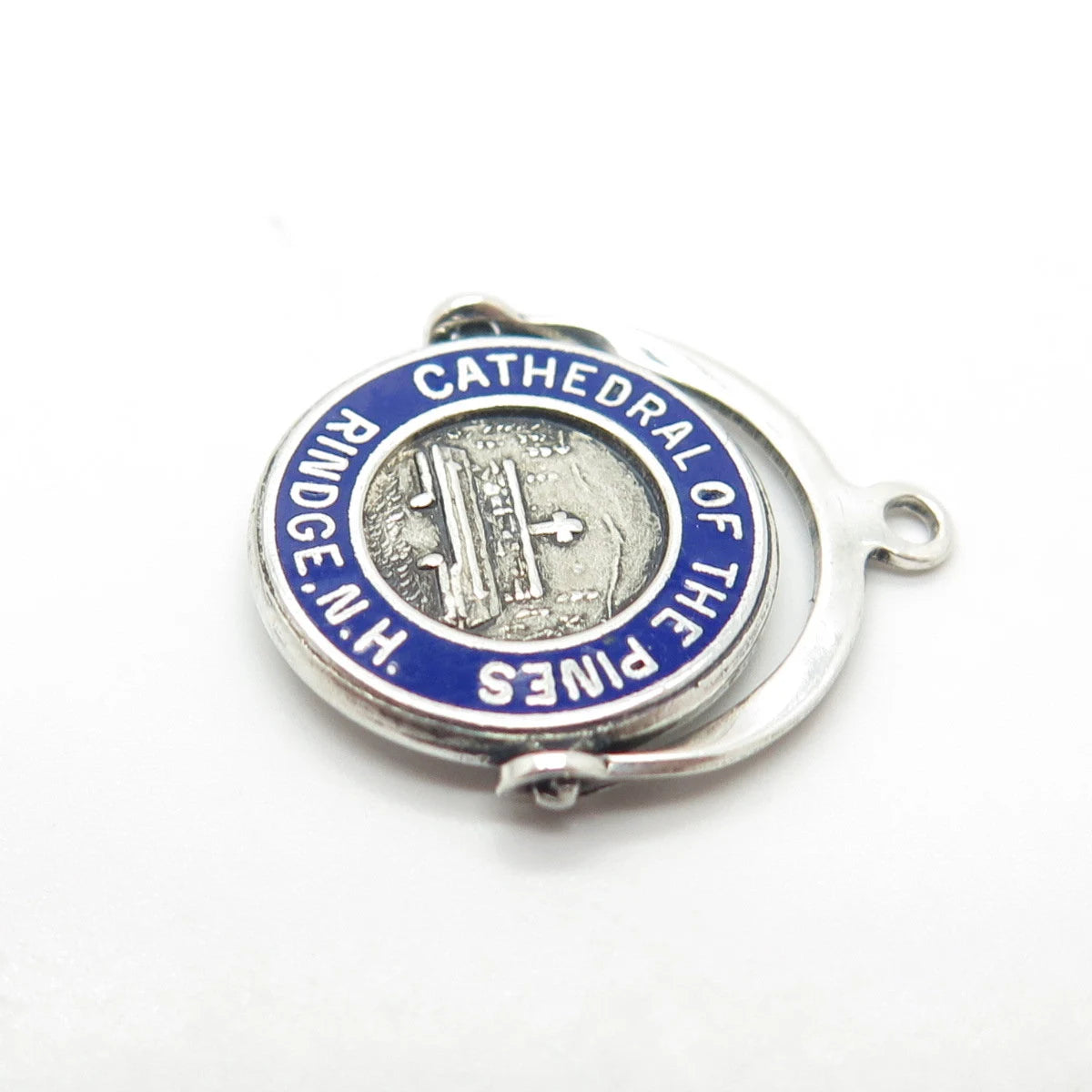 925 Sterling Silver Vintage Enamel "Cathedral of the Pines" Charm Pendant