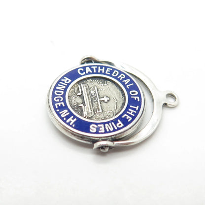 925 Sterling Silver Vintage Enamel "Cathedral of the Pines" Charm Pendant