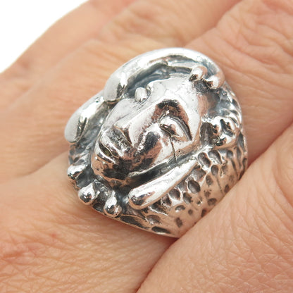 925 Sterling Silver Vintage Mexico Mateo Mask Ring Size 7.75