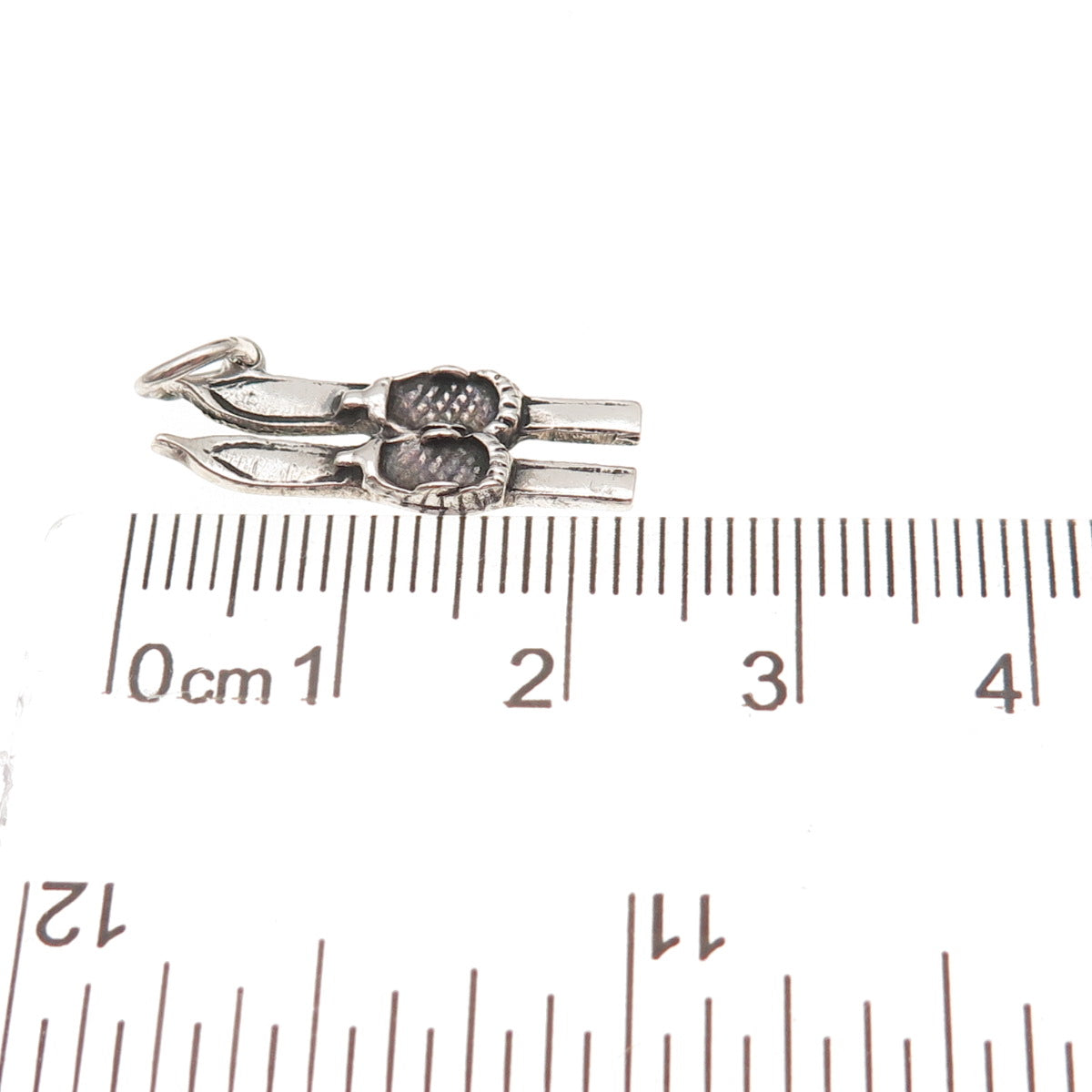 800 Silver Antique Art Deco Skis Oxidized Charm Pendant