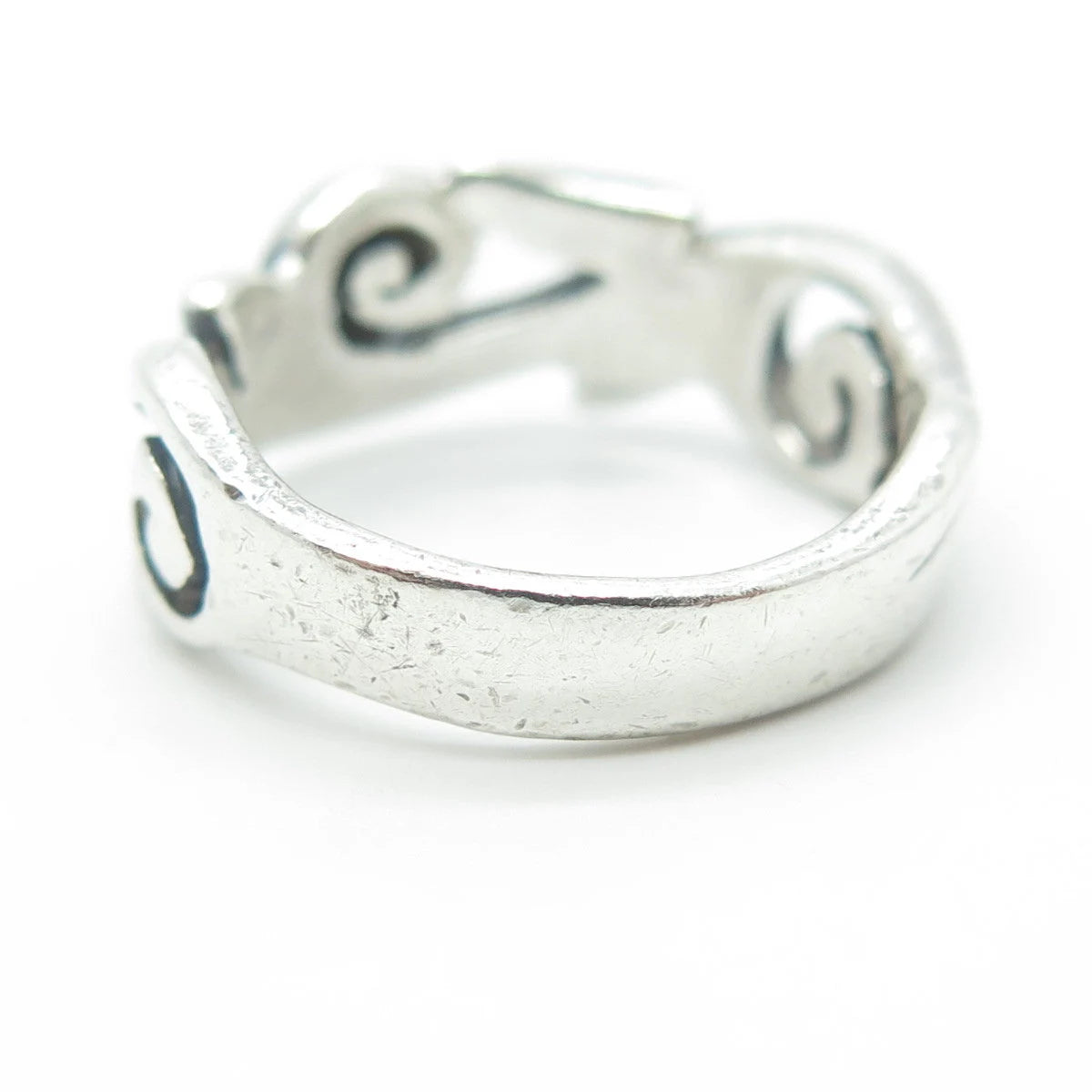 925 Sterling Silver Vintage Swirl Spiral Band Ring Size 7