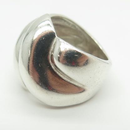J. ESPOSITO 925 Sterling Silver Vintage Ribbed Wide Ring Size 6