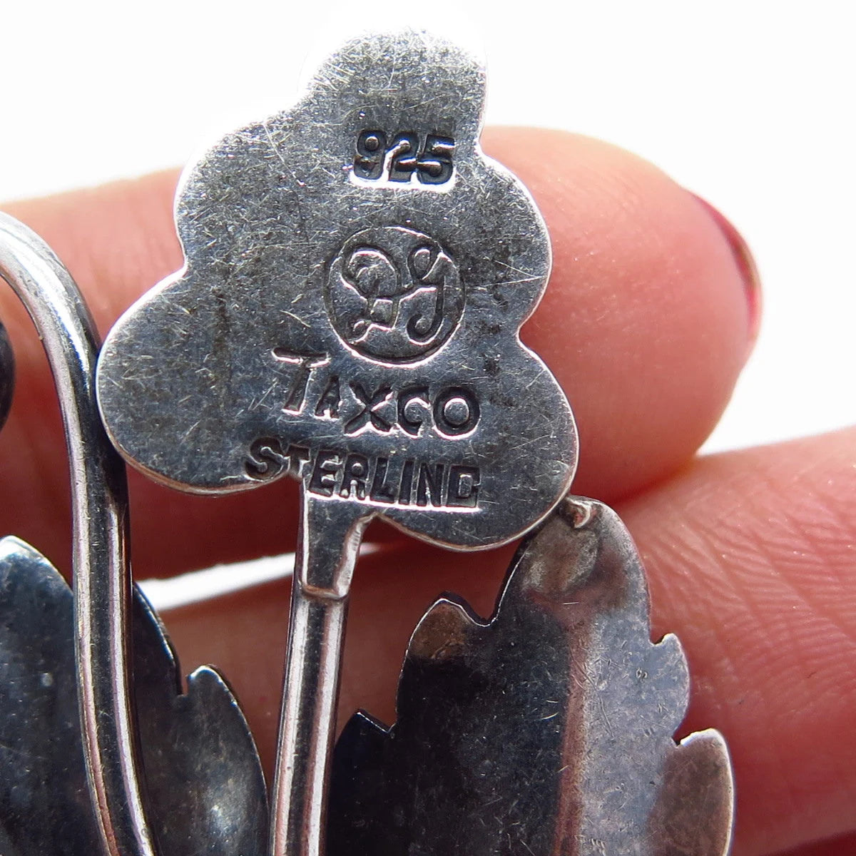 925 Sterling Silver Vintage Damaso Gallegos Taxco Grapes & Leaf Pin Brooch