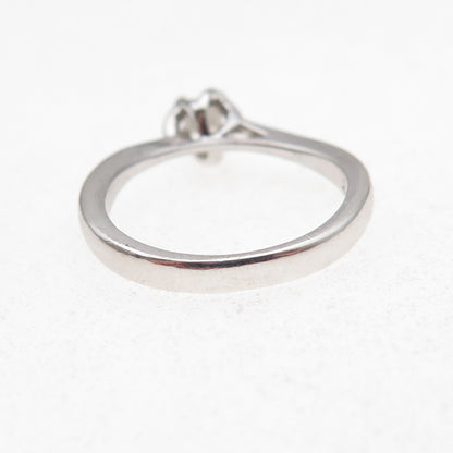 Key Star 925 Sterling Silver Round-Cut Moissanite Engagement Ring Size 6