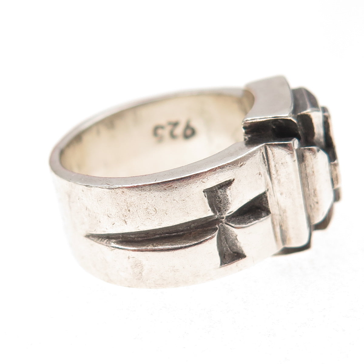 King Baby 925 Sterling Silver Vintage Gothic Cross Oxidized Ring Size 9
