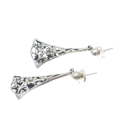PLATELLA 950 Silver Vintage Floral Dangle Earrings