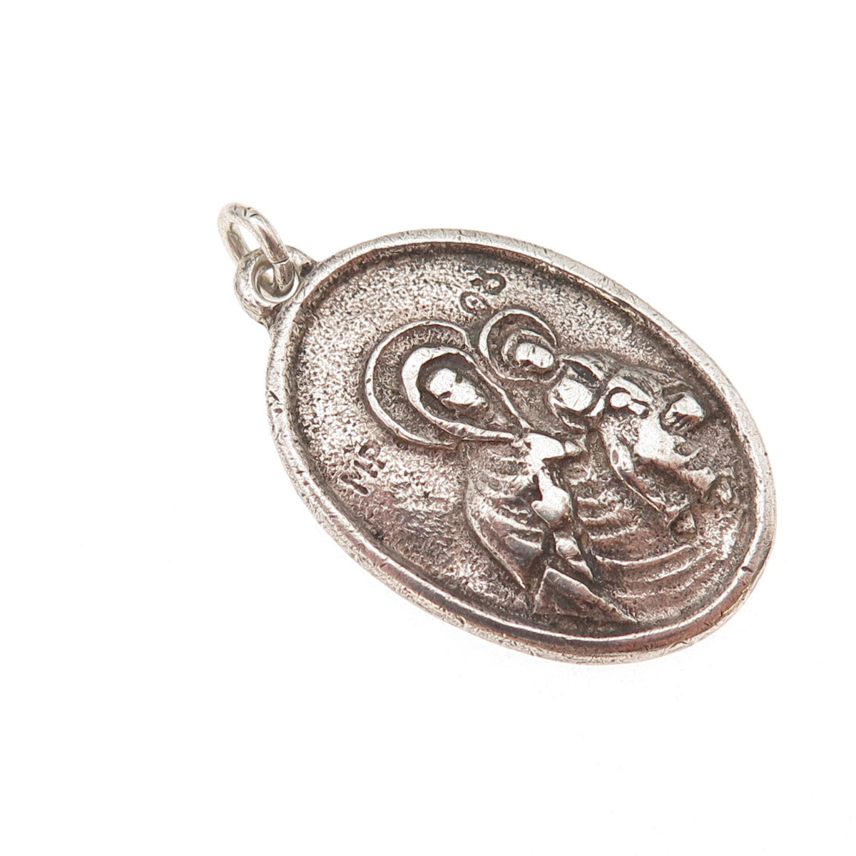 925 Sterling Silver Antique Art Deco Saint Anne Religious Medal Charm Pendant