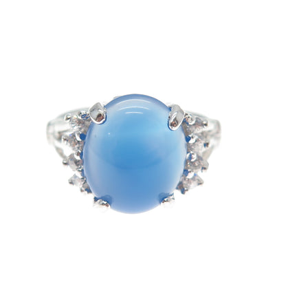VARGAS & LIND 925 Sterling Silver Vintage Real Chalcedony & C Z Ring Size 7.25