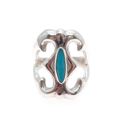 Old Pawn 925 Sterling Silver Vintage Southwestern Turquoise Tribal Ring Size 8