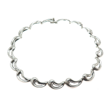 925 Sterling Silver Vintage Mexico Modernist Teardrop Chain Necklace 16"