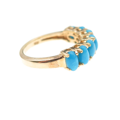 Chuck Clemency Sterling Gold Plated Real Sleeping Beauty Turquoise Ring Size 5