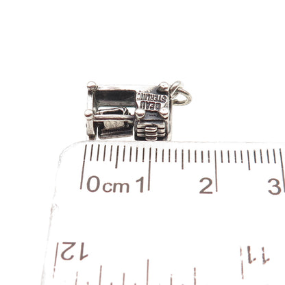 BEAU 925 Sterling Silver Vintage Work Desk Oxidized 3D Mini Charm Pendant