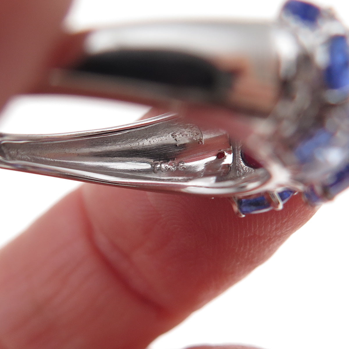 925 Sterling Silver Real Tanzanite & White Topaz Ring Size 8