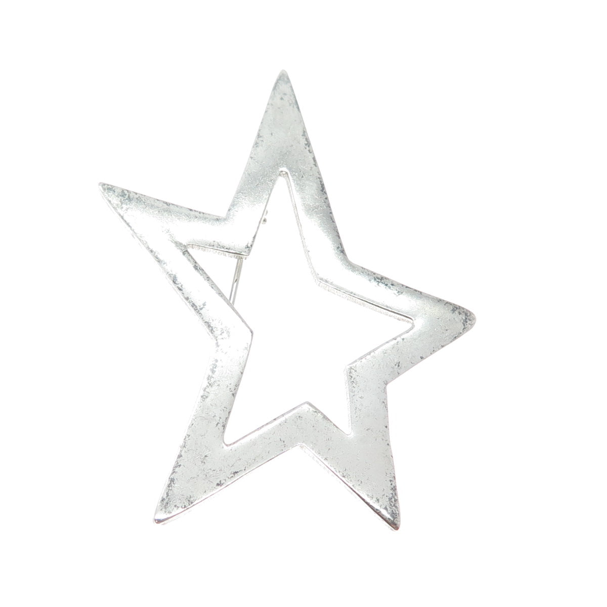 925 Sterling Silver Vintage Mexico Modernist Rockstar Oxidized Pin Brooch