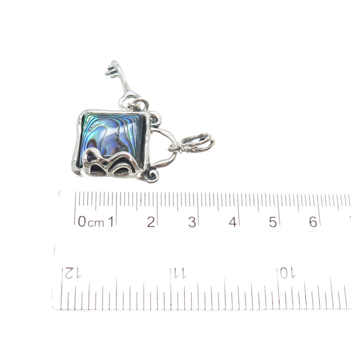 HAGIT GORALI Sterling Vintage Israel Abalone Shell Modernist Lock & Key Pendant