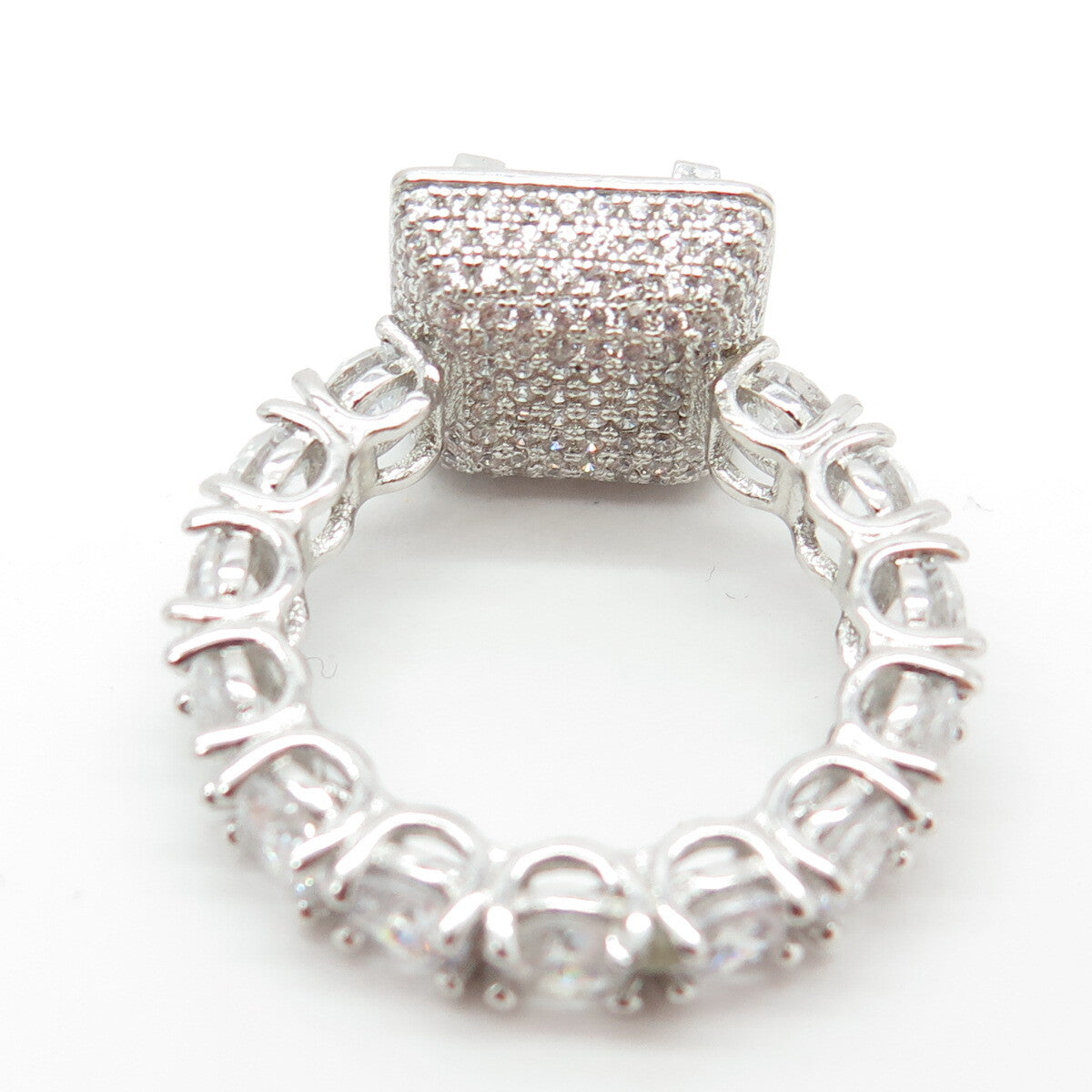 925 Sterling Silver Princess & Round-Cut Shaped C Z Ring Size 6.25