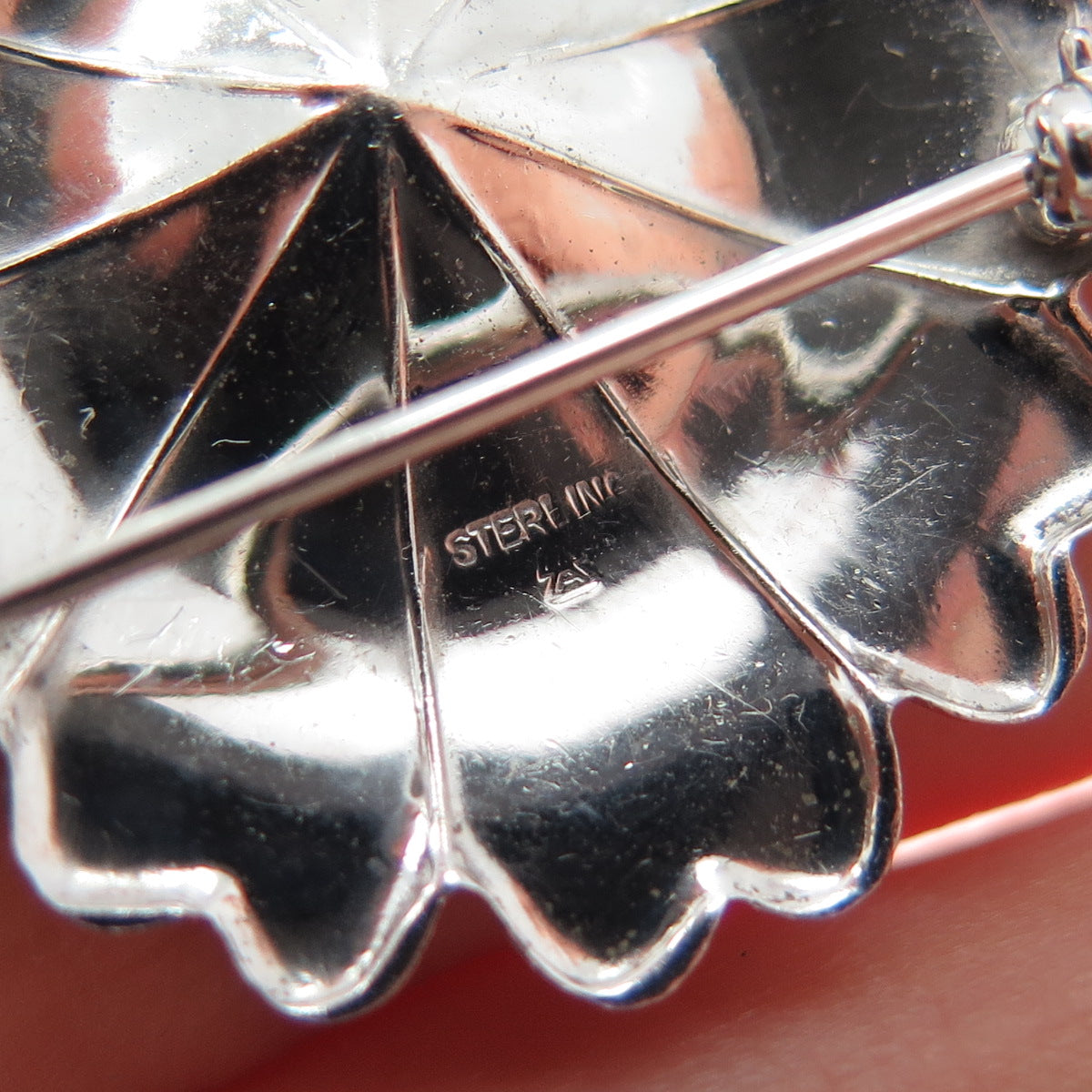 925 Sterling Silver Vintage Real Pearl Flower Pin Brooch