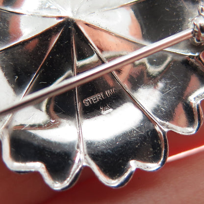 925 Sterling Silver Vintage Real Pearl Flower Pin Brooch