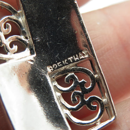 925 Sterling Silver Vintage Real Cream Mother-of-Pearl Ornate Swirl Pendant