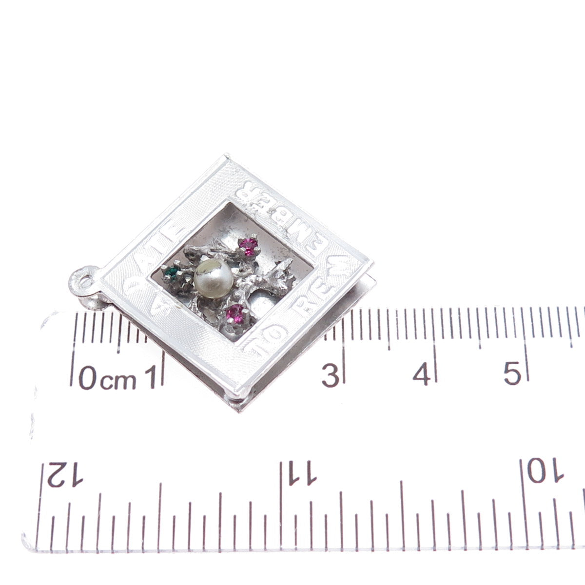 ART'S ELEGANCE Sterling Vintage Faux Pearl Rhinestone A Date To Remember Pendant
