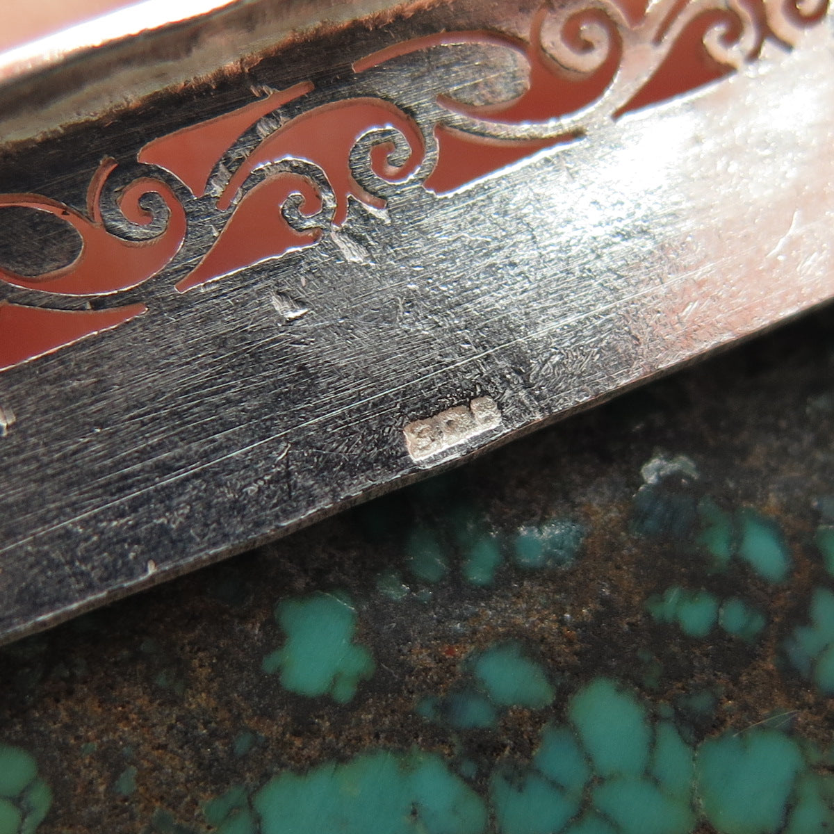 925 Sterling Silver Vintage Real Peacock Turquoise Heavy 59.0g Large Pendant