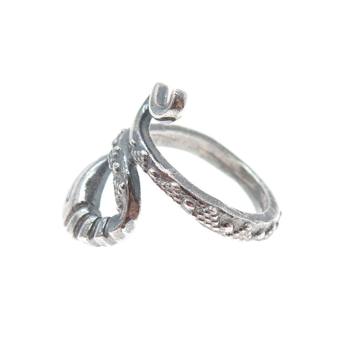 925 Sterling Silver Vintage Cobra Snake Oxidized Ring Size 8.5