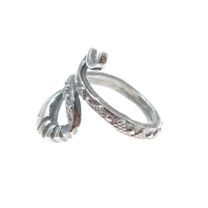 925 Sterling Silver Vintage Cobra Snake Oxidized Ring Size 8.5
