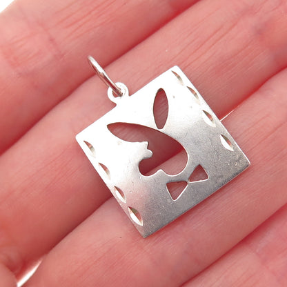 925 Sterling Silver Vintage Rabbit Mini Charm Pendant
