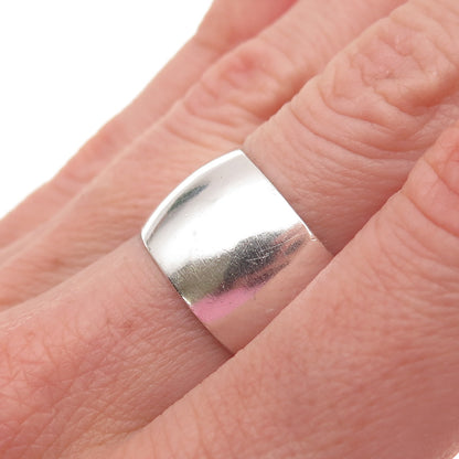 925 Sterling Silver Vintage Mexico Oxidized Wide Band Ring Size 7.5