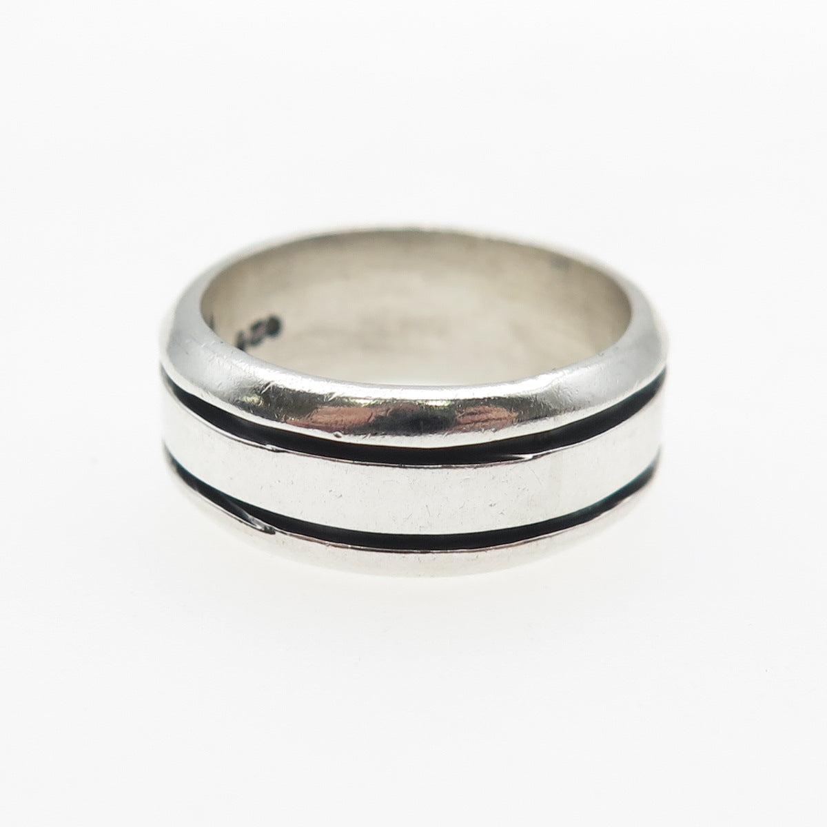 925 Sterling Silver Vintage Modernist Oxidized Band Ring Size 6