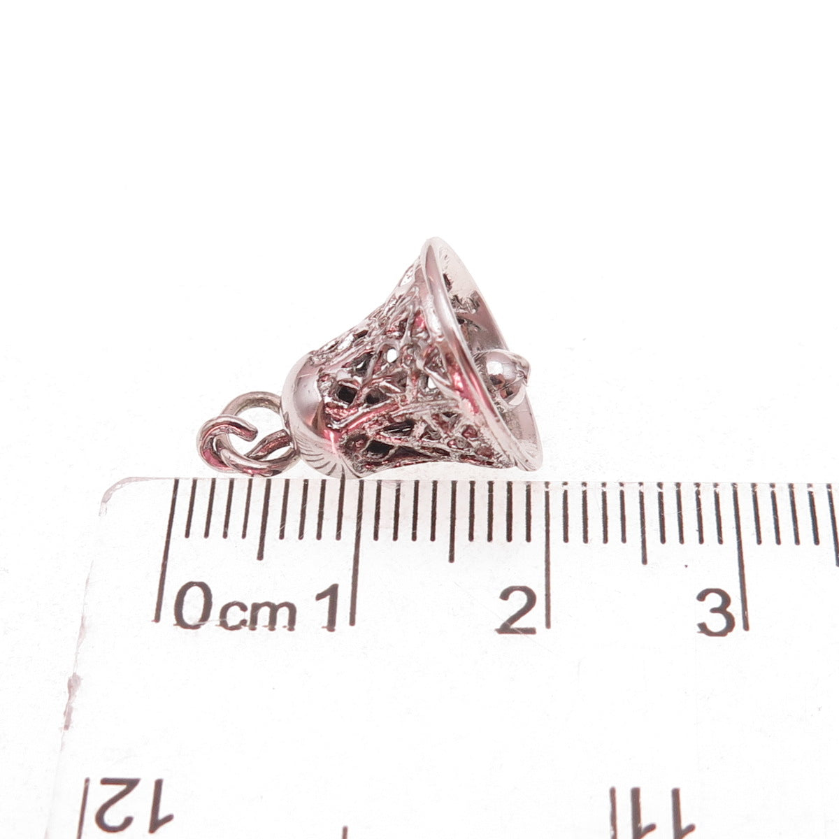 925 Sterling Silver Antique Art Deco Bell 3D Charm Pendant