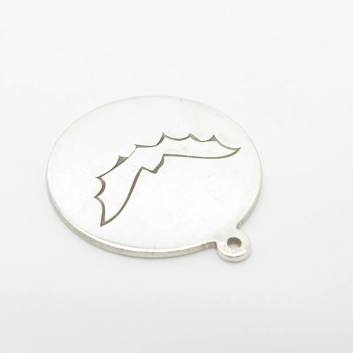 925 Sterling Silver Vintage Bat Round Charm Pendant