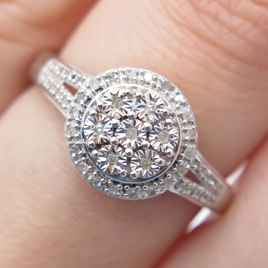 SK9 Allure Gems 925 Sterling Silver Real Diamond Engagement Ring Size 7.25