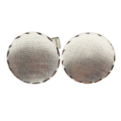 925 Sterling Silver Vintage Textured Round Cufflinks PAT. 2,974,38