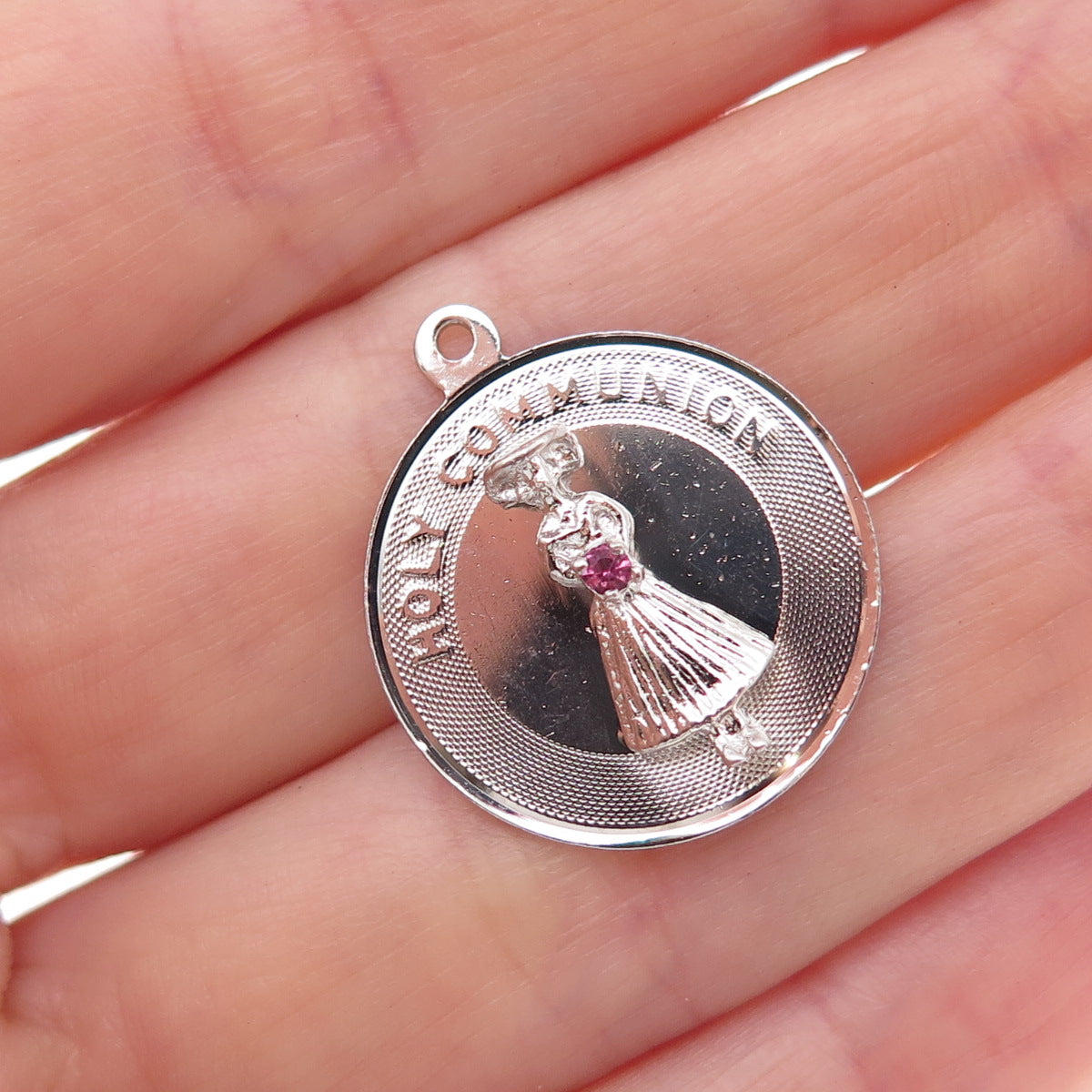 Town & Country 925 Sterling Silver Vintage Rhinestone Holy Communion Pendant