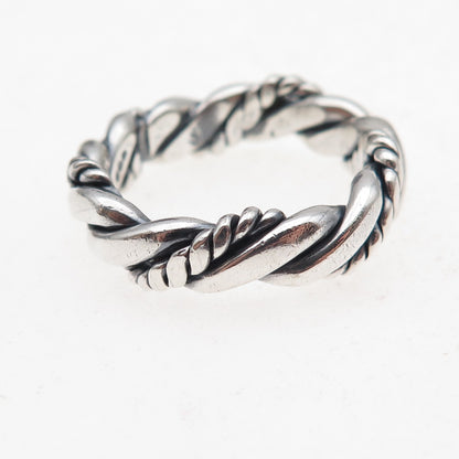 925 Sterling Silver Vintage Twisted Oxidized Band Ring Size 9.75