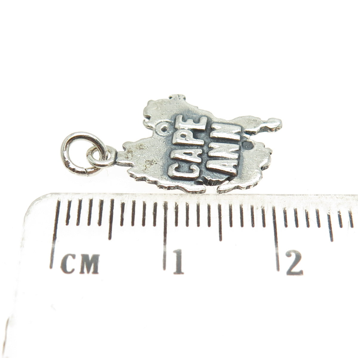 925 Sterling Silver Vintage Cape Ann Minimalist Oxidized Charm Pendant