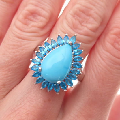 Chuck Clemency 925 Sterling Real Sleeping Beauty Turquoise & Apatite Ring Size 8