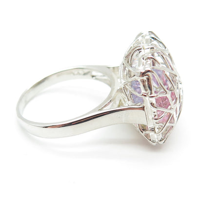 925 Sterling Silver Multi-Color C Z Spiderweb Modernist Domed Ring Size 9