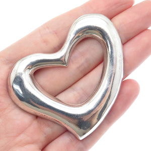 925 Sterling Silver Vintage Mexico Modernist Open Heart Pin Brooch