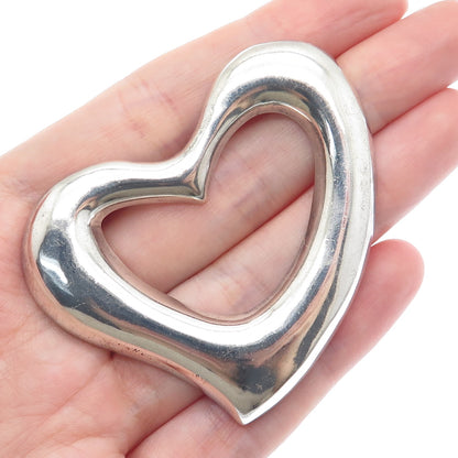 925 Sterling Silver Vintage Mexico Modernist Open Heart Pin Brooch