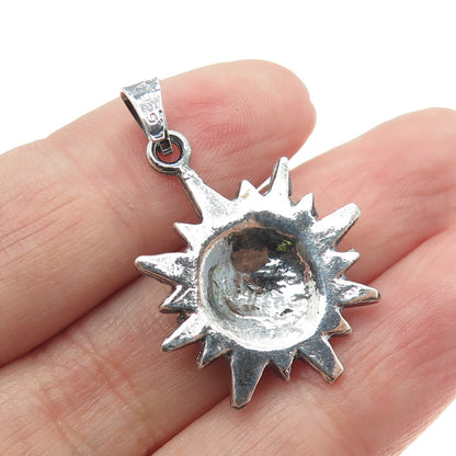 925 Sterling Silver Vintage Mexico Sun Face w/Glasses Pendant