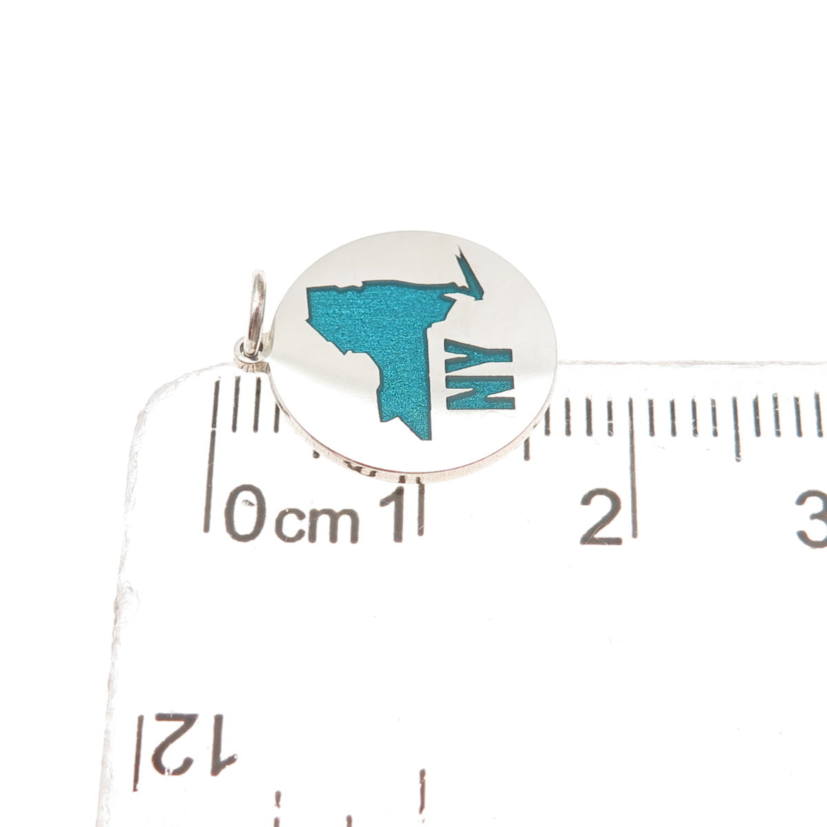 925 Sterling Silver Turquoise Enamel NY State Map Mini Charm Pendant