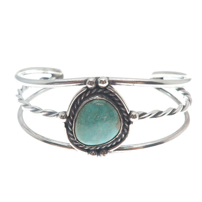 Old Pawn Sterling Silver Vintage Tyrone Turquoise Adjustable Cuff Bracelet 6.5"