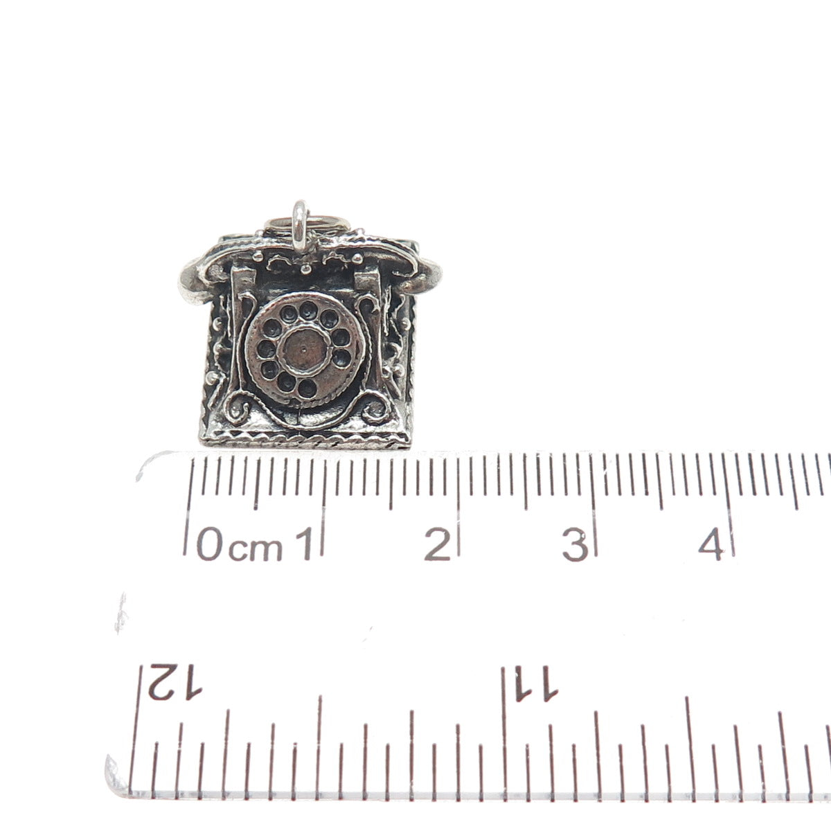DANECRAFT Sterling Silver Antique Rotary Dial Retro Phone Minimalist 3D Pendant