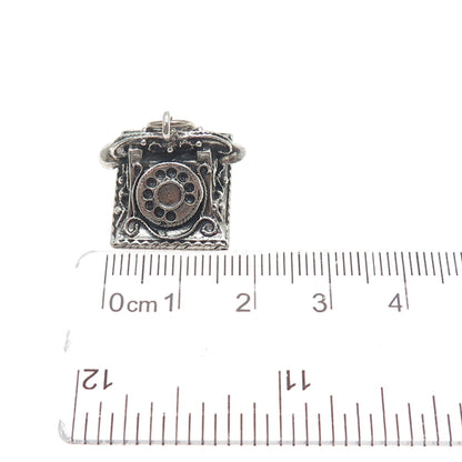 DANECRAFT Sterling Silver Antique Rotary Dial Retro Phone Minimalist 3D Pendant