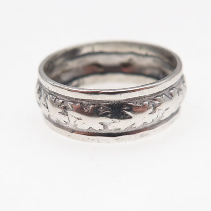 Clark & Coombs 925 Sterling Silver Antique Art Deco Floral Band Ring Size 7.25