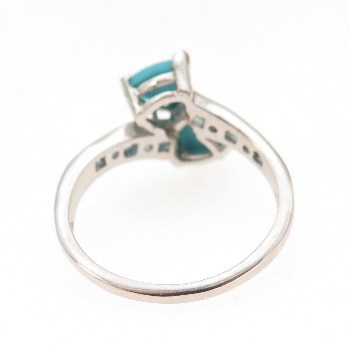 Chuck Clemency 925 Sterling Silver Real Turquoise & Blue Topaz Ring Size 8.25